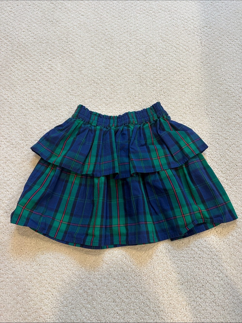 Crewcuts Blue and Green Plaid Tiered Skirt